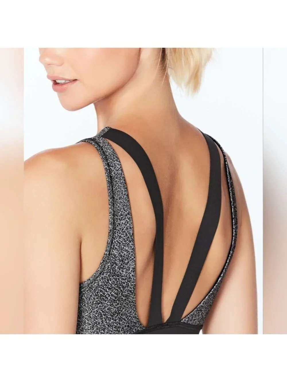 Lululemon Run The Day Bra Fractal Dark Starlight Black / Black